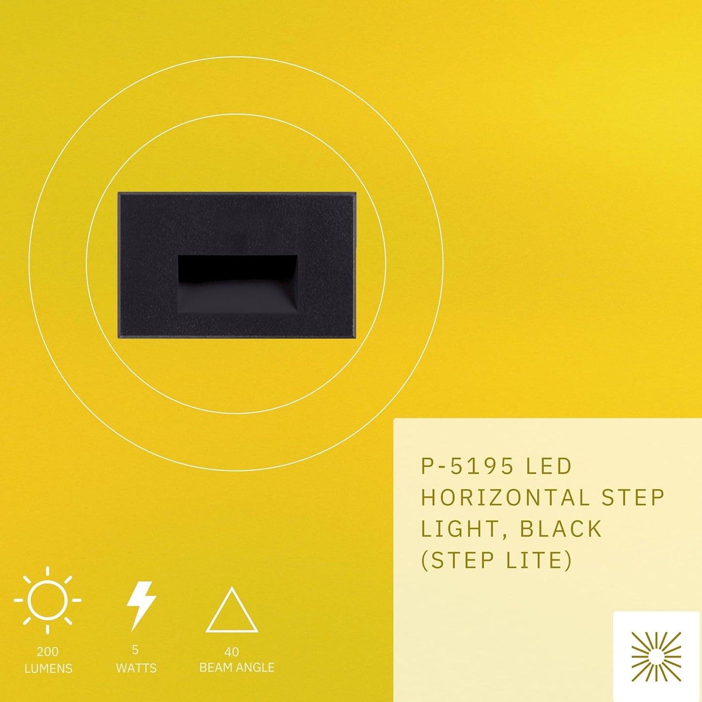 P-5195 Black 5W 200 Lumens Warm White 3000k Horizontal Step Lights