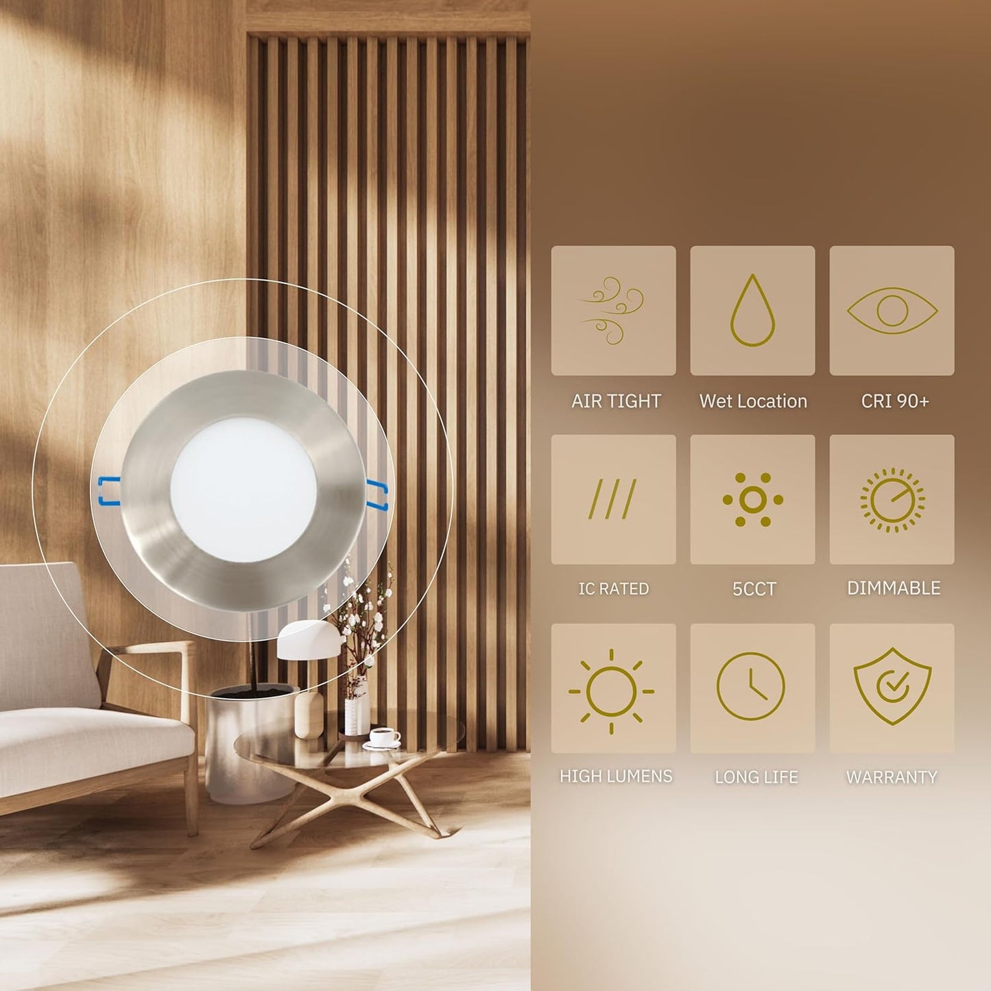 P-5872 3 Inch Round Brushed Nickel 8W 500 Lumens 5CCT Slim Ultra-Thin Light