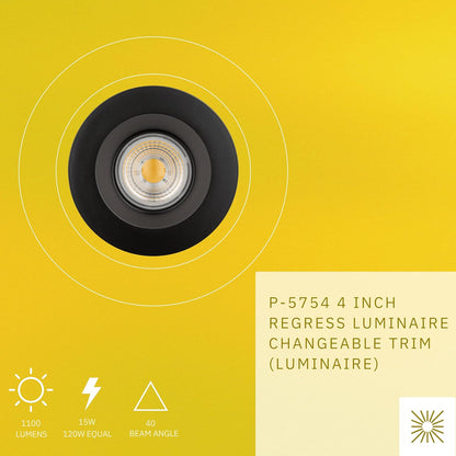 P-5754 4 Inch Round Black Smooth 15W 1100 Lumens Soft White 27k Recessed Light