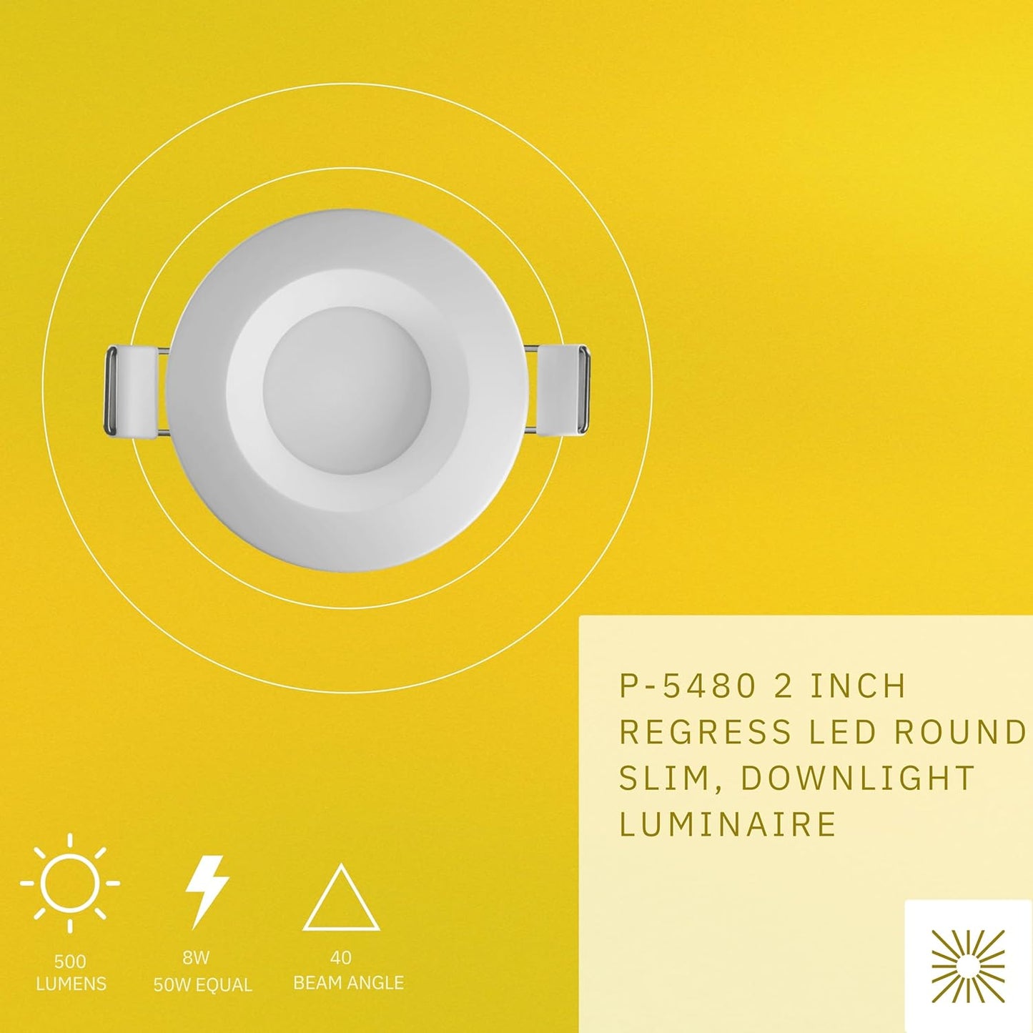 P-5480 2 Inch Round White 8W 500 Lumens 5CCT Slim Light