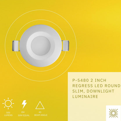 P-5480 2 Inch Round White 8W 500 Lumens 5CCT Slim Light
