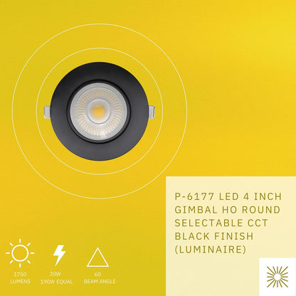 P-6177 4 Inch Round Black 20W 1750 Lumens 5CCT Gimbal Light