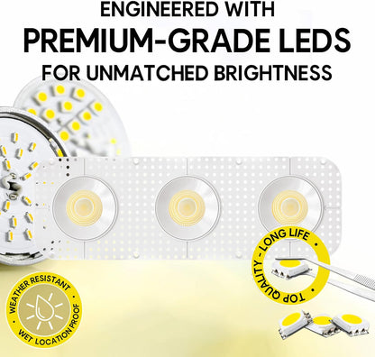 P-7449 3.5 inch Trimless 3 Head Round White HO, 54/90W, 5100/8100 Lumens, 5CCT Recessed Light