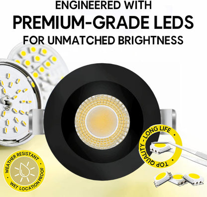 P-7495 3 inch Round Black Shallow Trim HO, 24W, 2100 Lumens, Non-IC, 5CCT Recessed Light