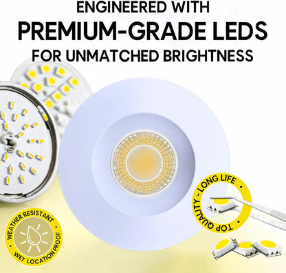 P-6970 4 inch Retrofit Round Downlight Luminaire, White Finish, 10W=100W, 1000 Lumens, 5CCT