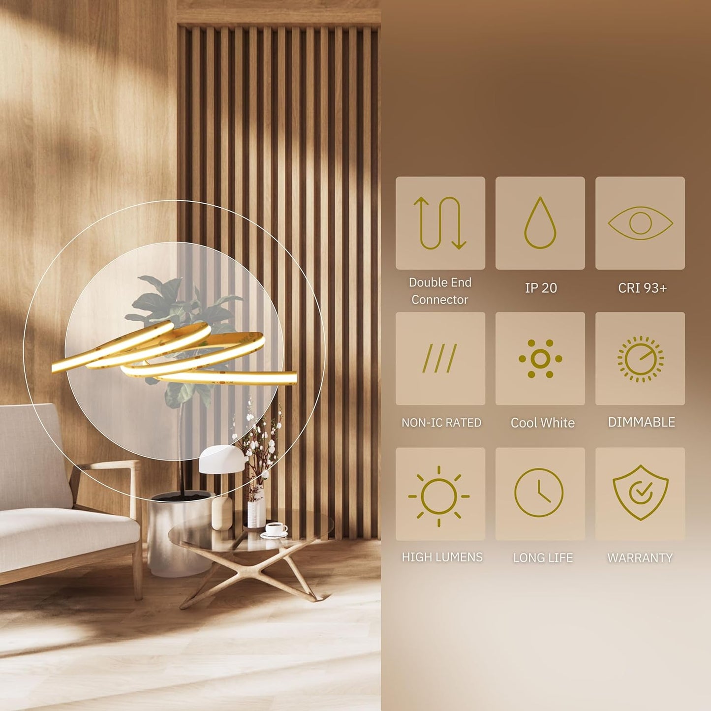 P-5042 COB LED 90W 1700M Lumens Cool White 4100k Tape Light
