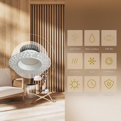 P-5991 4 Inch Trimless Round White 15W 1350 Lumens 5CCT Slim Light
