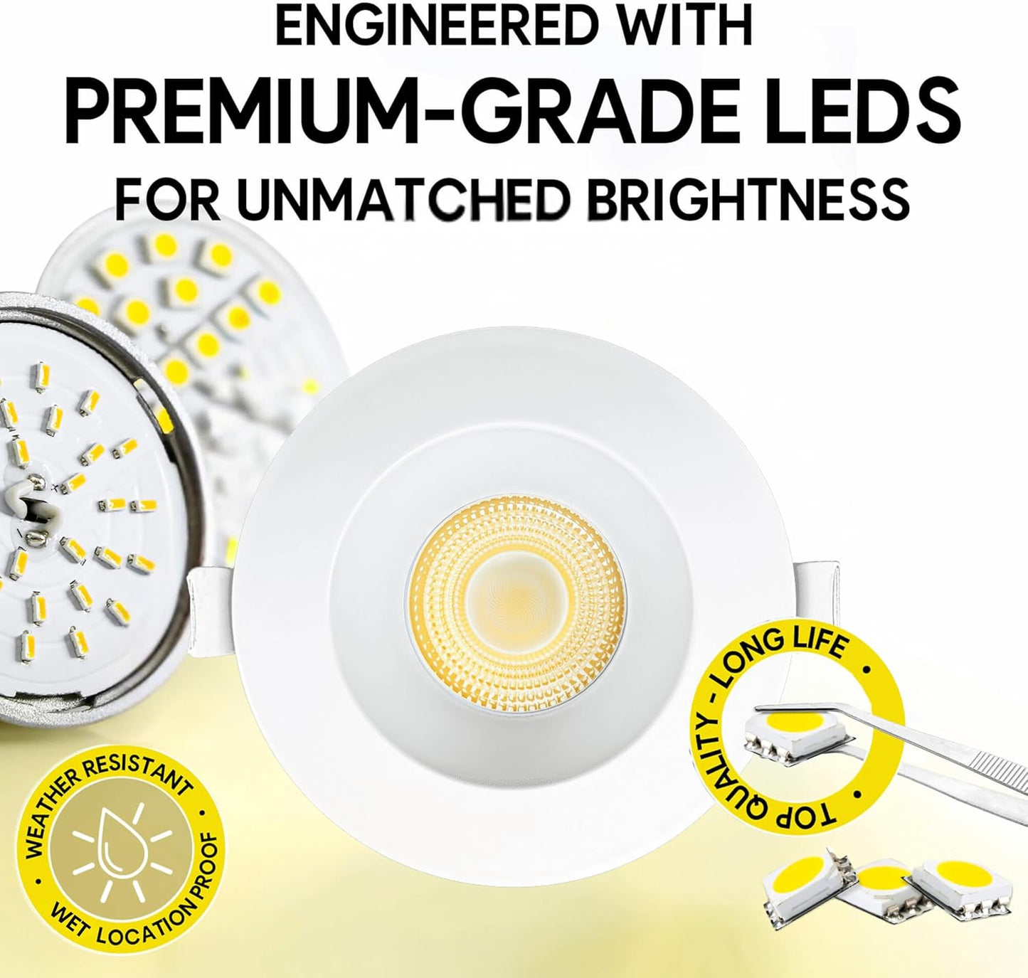 P-7122 3.5 inch Round White 15-9W, 1400-900 Lumens 5CCT Recessed Light