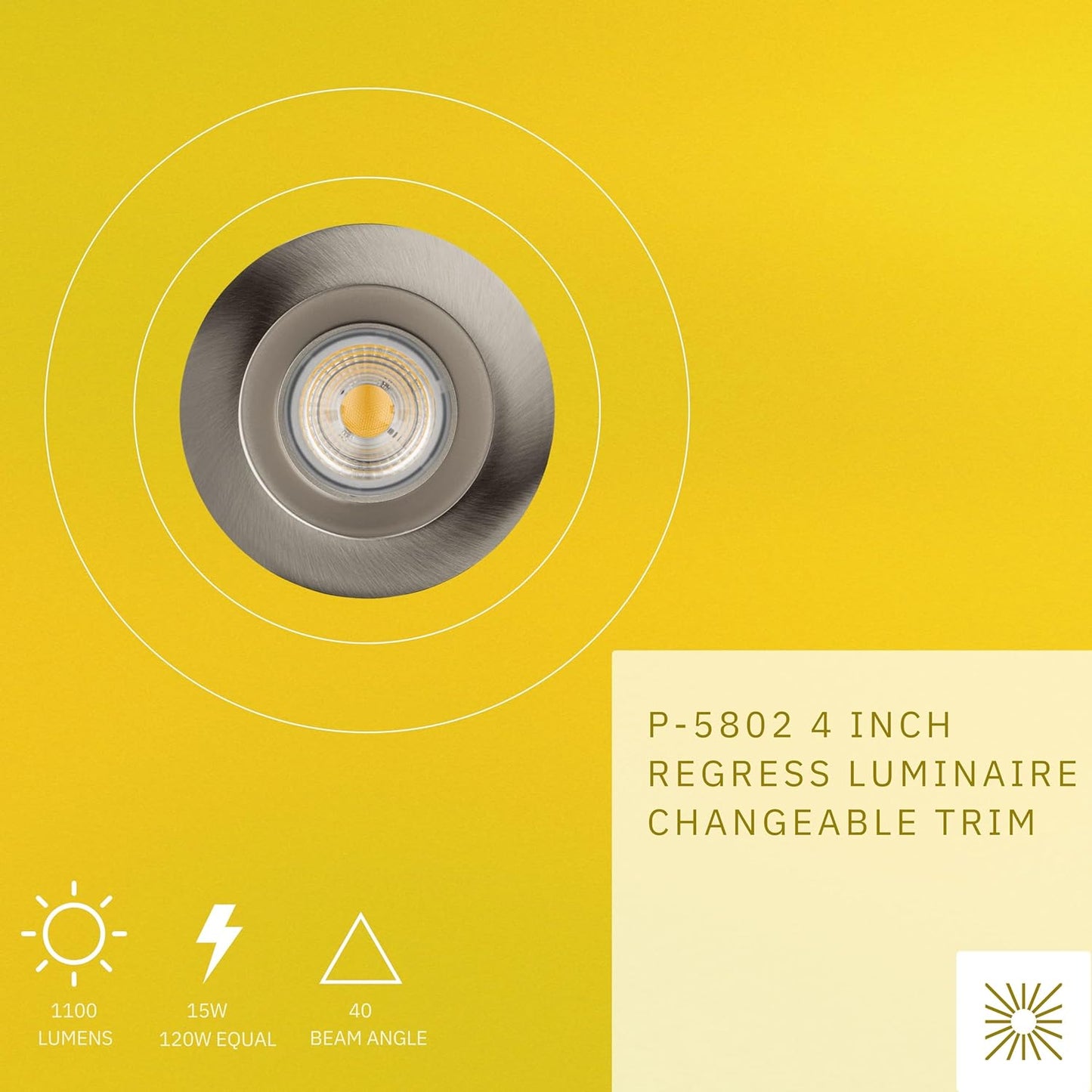 P-5802 4 Inch Round Brushed Nickel 15W 1100 Lumens Cool White 41k Recessed Light