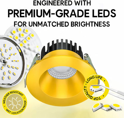 P-7538 3 inch Round Lemon Yellow, 8W, 800 Lumens, 5CCT Recessed Light