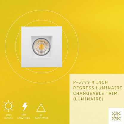 P-5779 4 InchSquare White Smooth 15W 1100 Lumen Neutral White 35k Recessed Light
