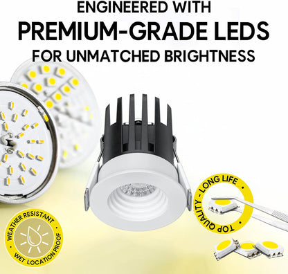 P-7474 1.5 inch Baffle Round White, 7W, 600 Lumens, 5CCT Recessed Light