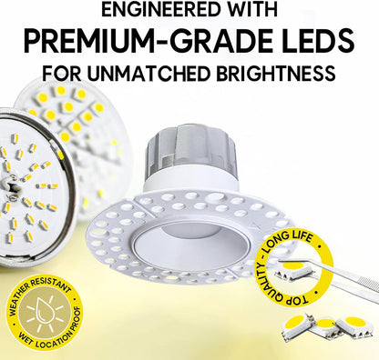 P-7510 2 Inch Trimless Slim Round White, 8-12 Watts, 550-825 Lumens, 5CCT Recessed Light