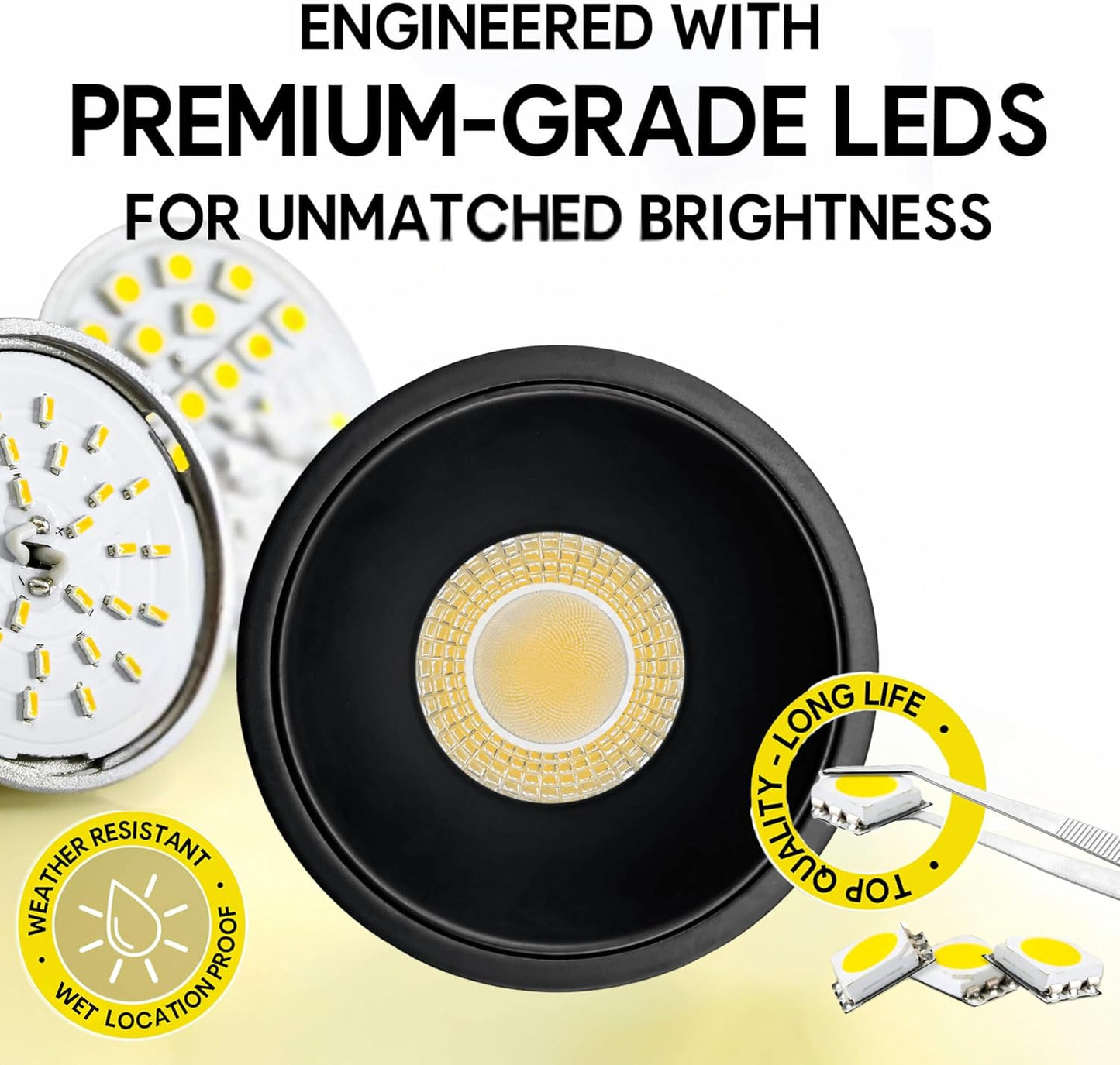 P-7080 3 Inch Millwork Trimless Round Black HO 15W, 1400 Lumens 5CCT Recessed Light