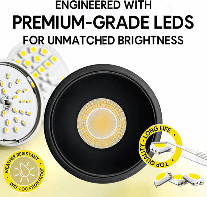 P-7080 3 Inch Millwork Trimless Round Black HO 15W, 1400 Lumens 5CCT Recessed Light