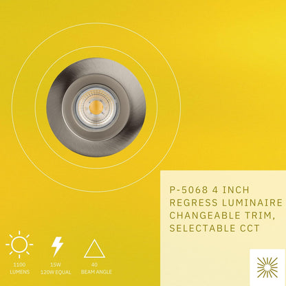 P-5068 4 Inch Round Brushed Nickel 15W 1100 Lumens 5CCT Recessed Light