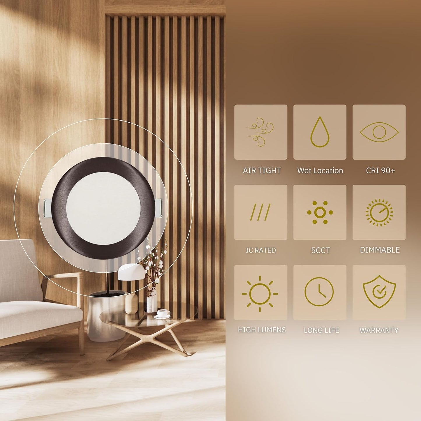 P-6212 6 Inch Round Bronze 18W 1600 Lumens 5CCT Slim Light