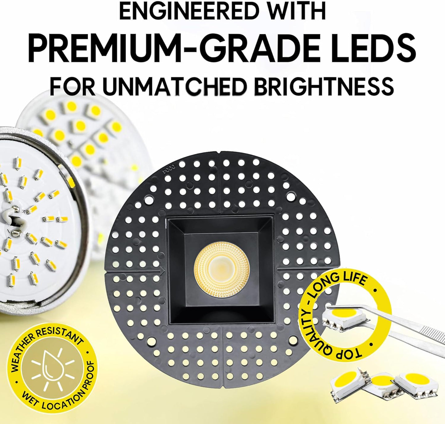 P-7144 3.5 inch Trimless Square Black HO 18-30W, 1700-2700 Lumens 5CCT Recessed Light