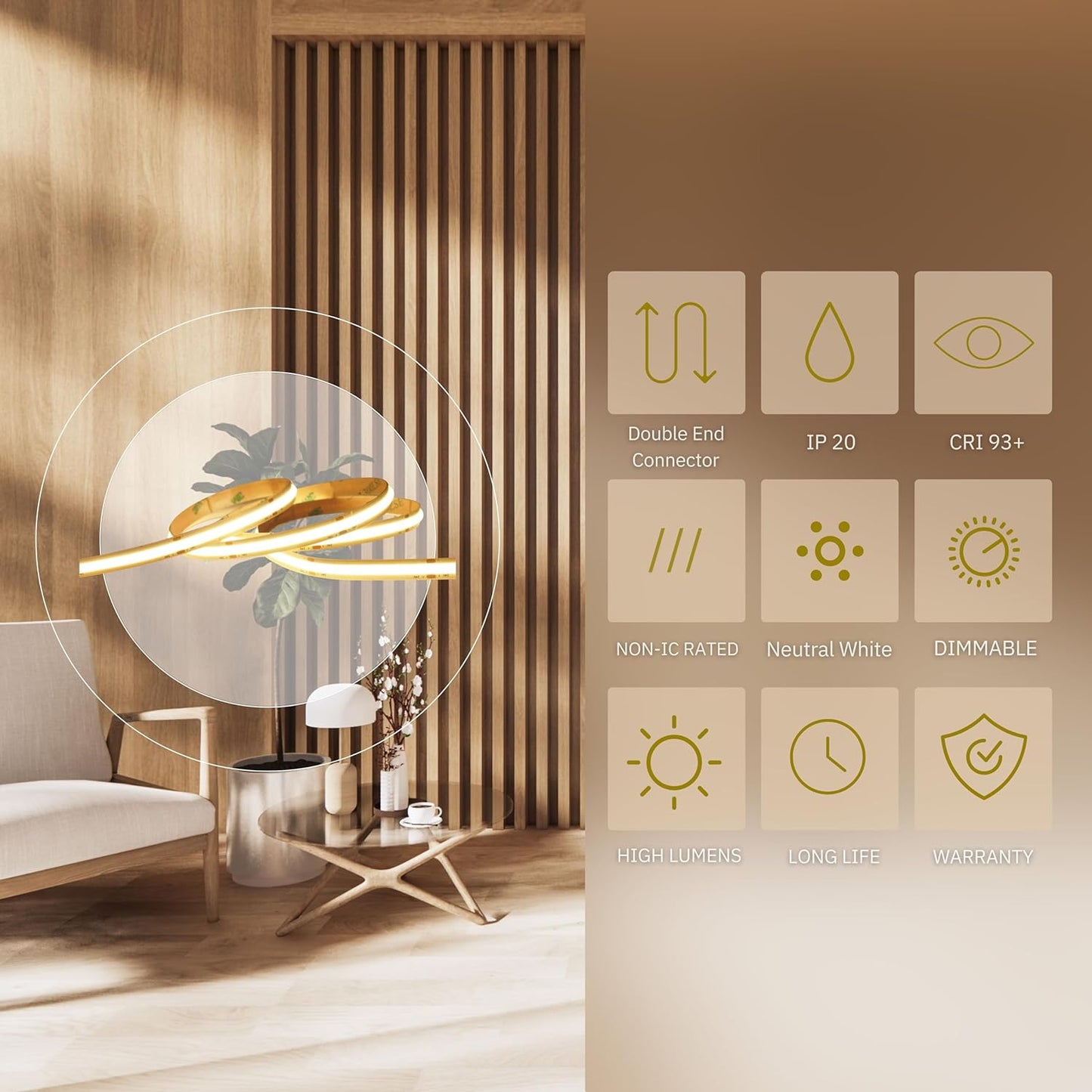 P-5041 COB LED 90W 1700M Lumens Neutral White 3500k Tape Light