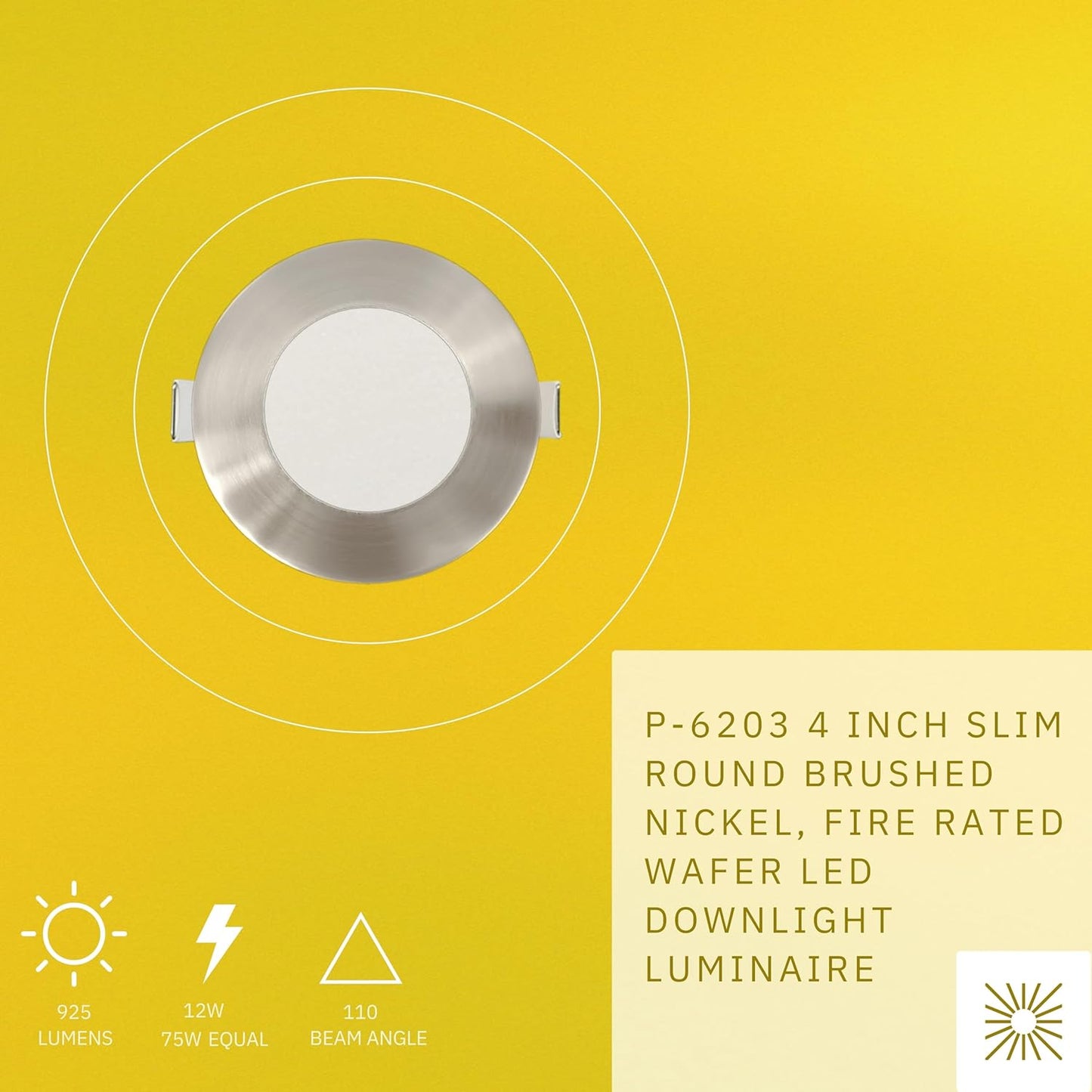 P-6203 4 Inch Round Brushed Nickel 12W 925 Lumens 5CCT Slim Light