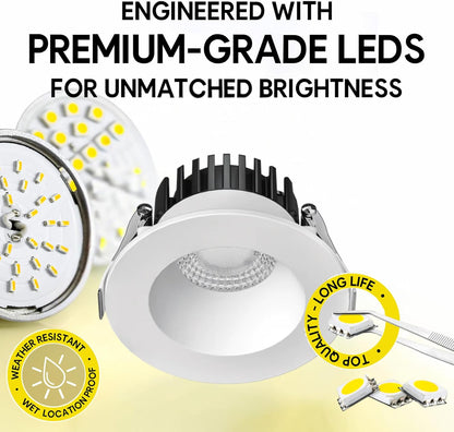 P-7521 3 inch Round White, 8W, 800 Lumens, 5CCT Recessed Light