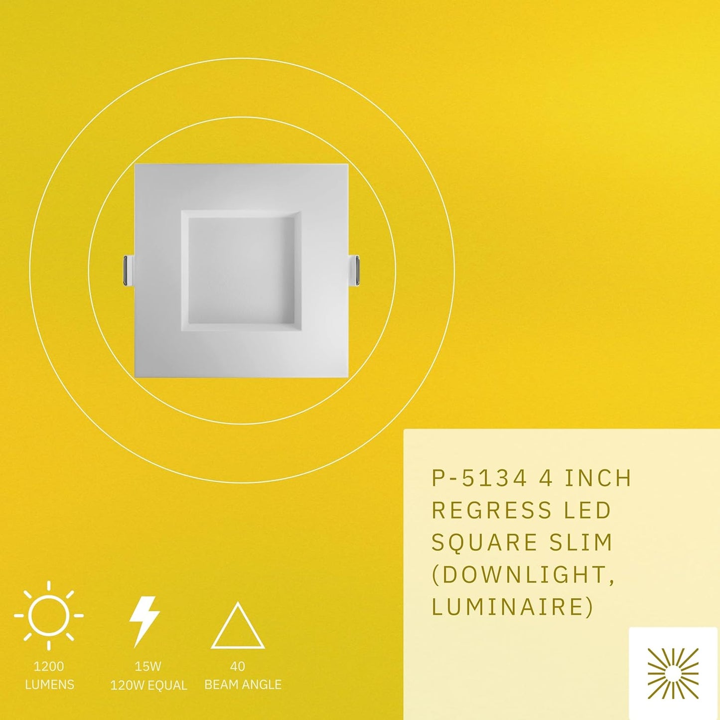 P-5134 4 Inch Square White 15W 1200 Lumens 5CCT Slim Light
