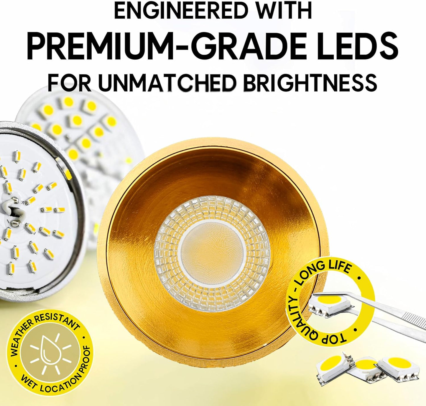 P-7104 4 Inch Millwork Trimless Round Brushed Brass 32-20W, 3000-2000 Lumens 5CCT Recessed Light