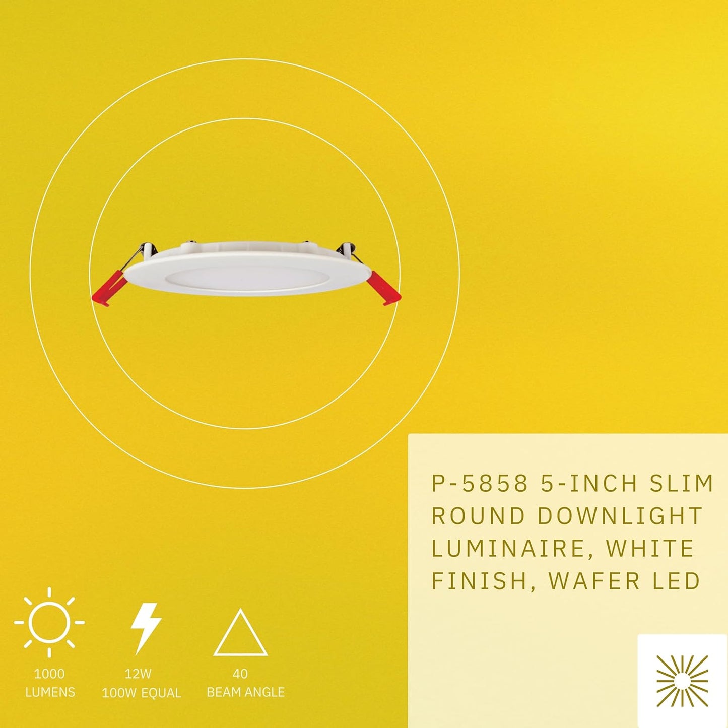 P-5858 5 Inch Round White 12W 1000 Lumens Super White 5000K Slim Light