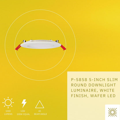 P-5858 5 Inch Round White 12W 1000 Lumens Super White 5000K Slim Light