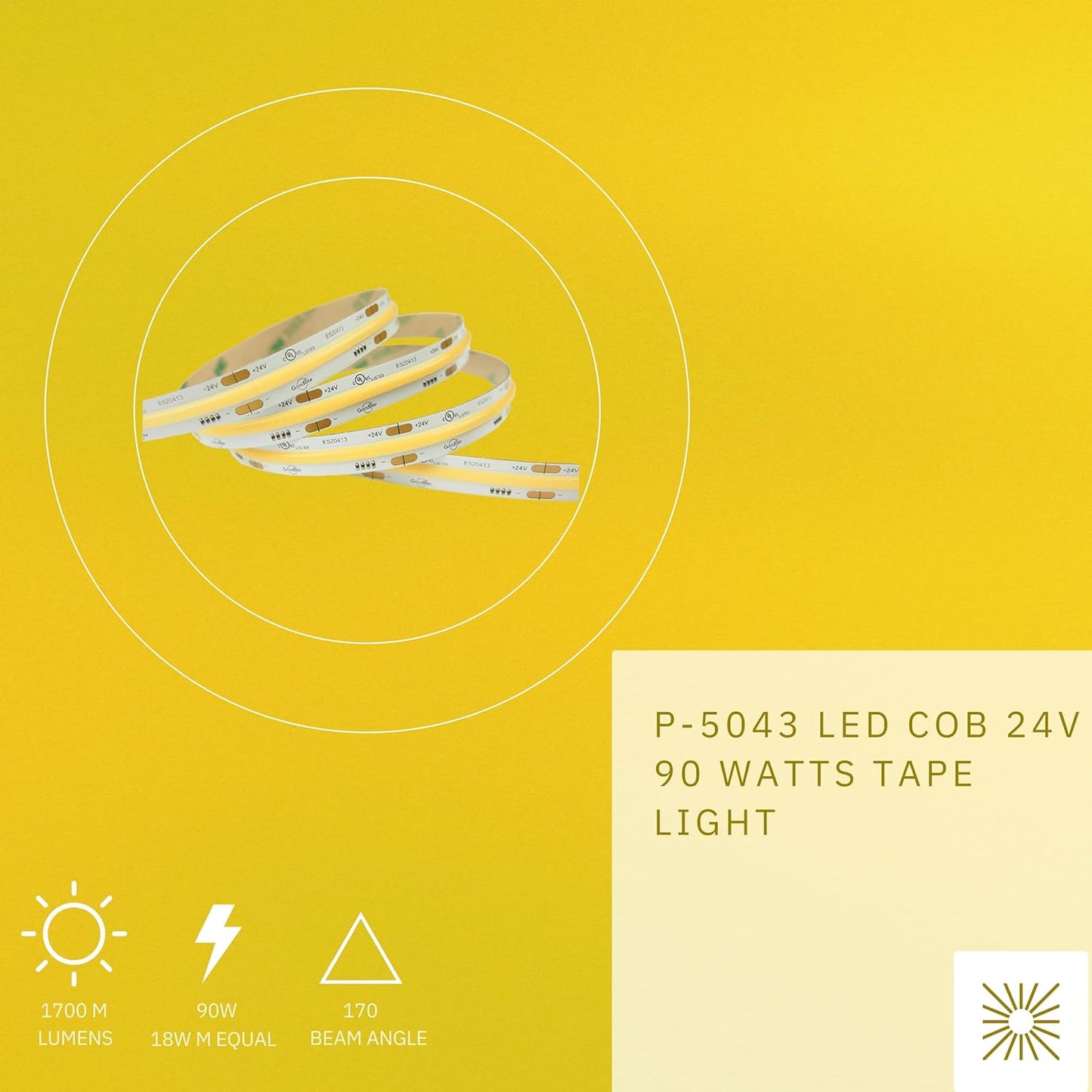 P-5043 COB LED 90W 1700M Lumens Super White 5000k Tape Light
