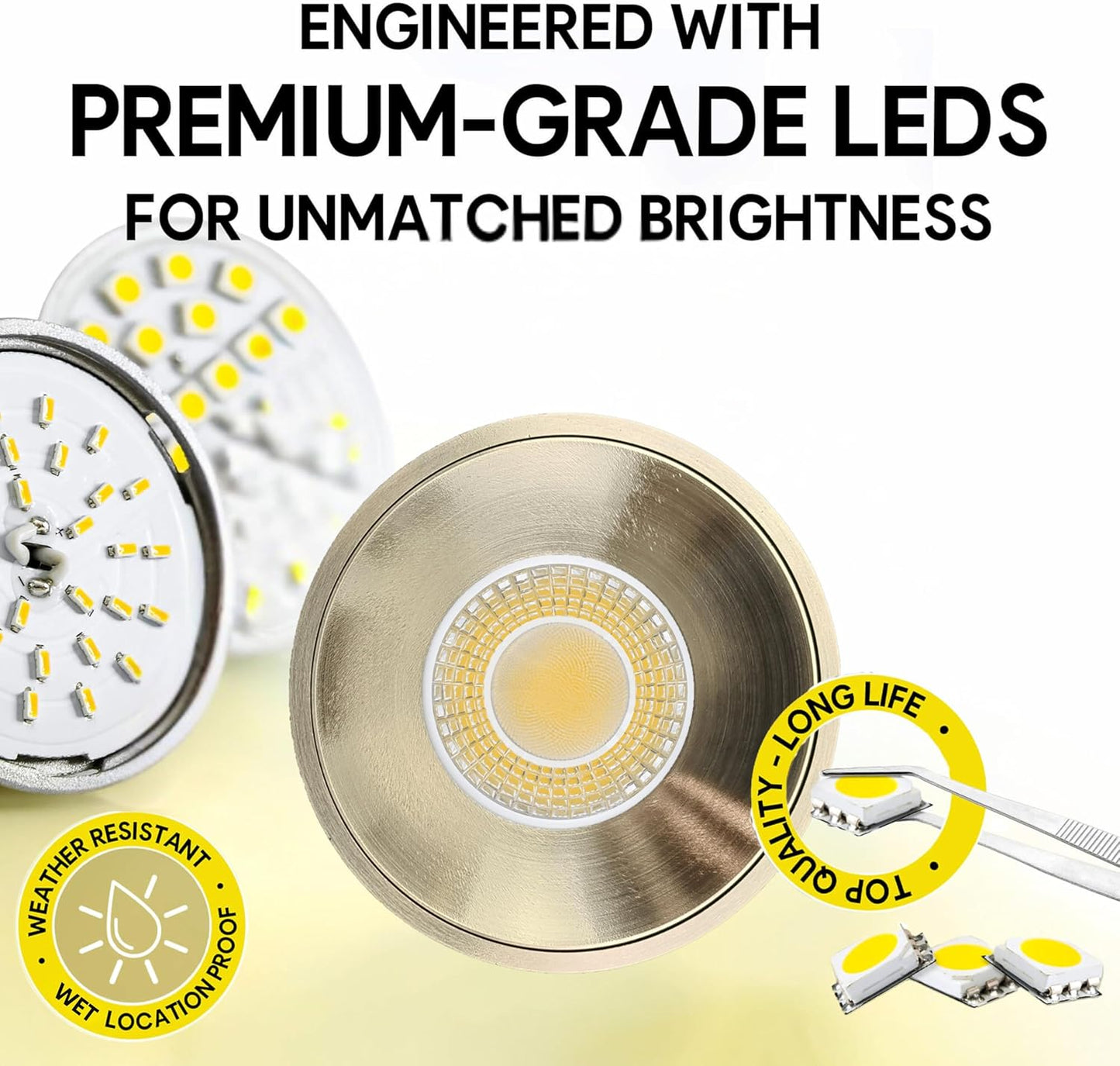 P-7098 4 Inch Millwork Trimless Round Brushed Nickel 15-9W, 1550-950 Lumens 5CCT Recessed Light