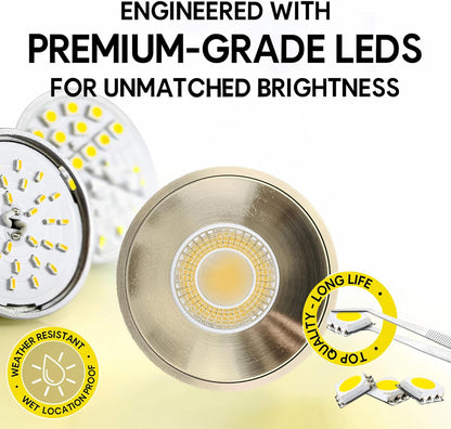 P-7098 4 Inch Millwork Trimless Round Brushed Nickel 15-9W, 1550-950 Lumens 5CCT Recessed Light