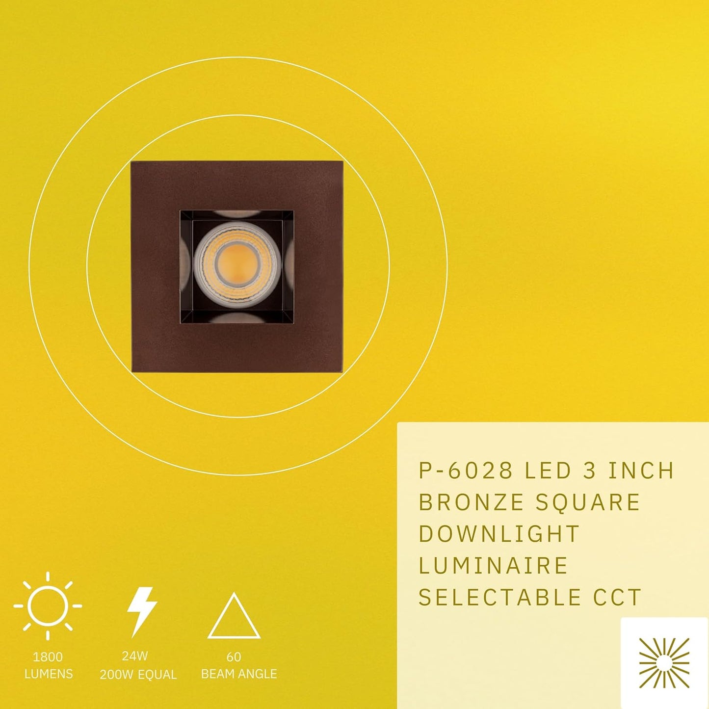 P-6028 3 Inch Bronze Square 24W 1800 Lumens 5CCT Recessed Light