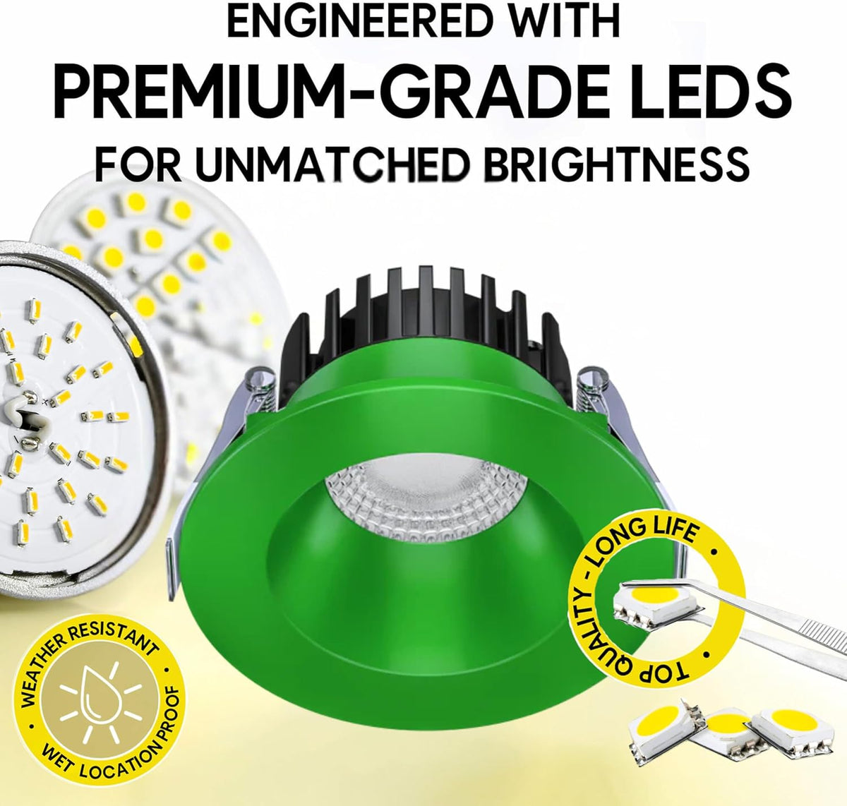 P-7539 3 inch Round Apple Green, 8W, 800 Lumens, 5CCT Recessed Light
