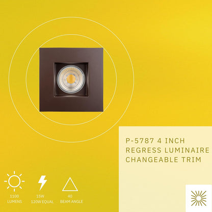 P-5787 4 Inch Square Bronze Smooth 15W 1100 Lumen Neutral White 35k Recessed Light