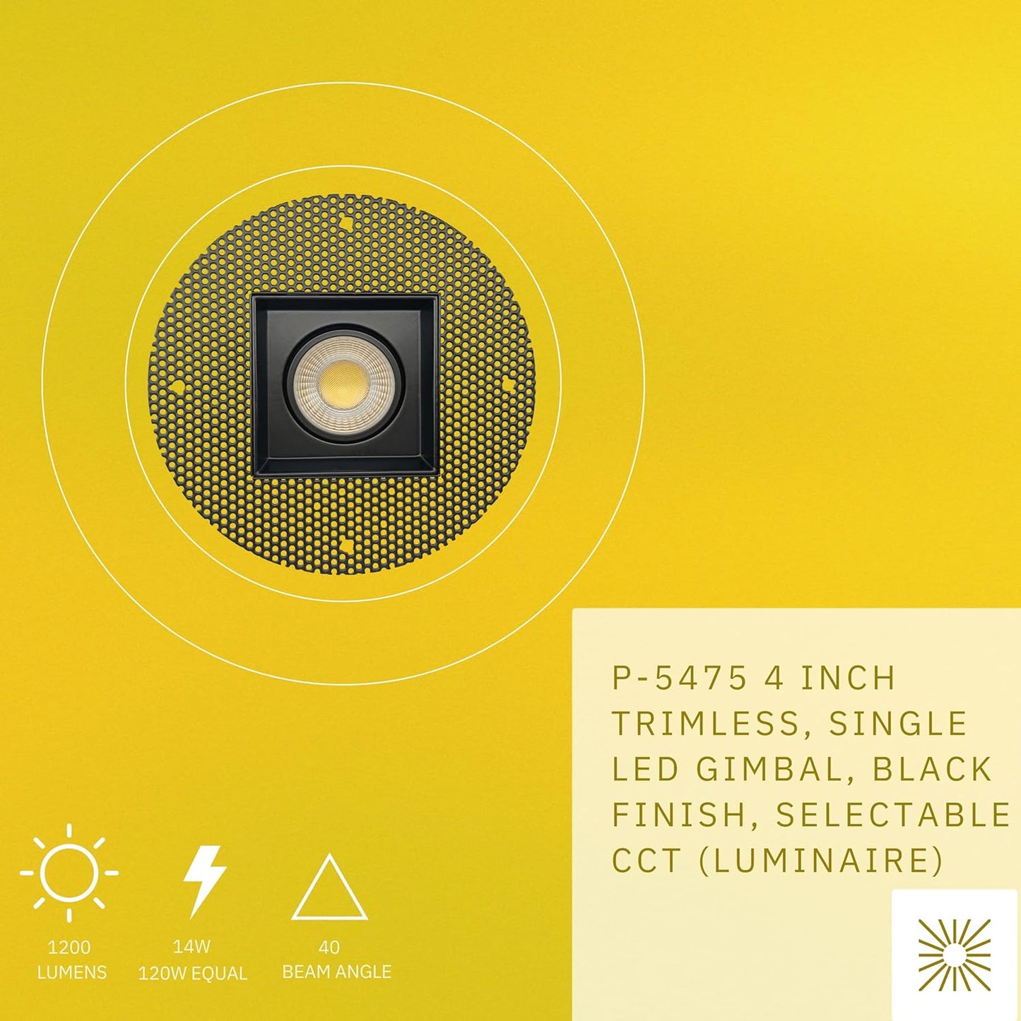 P-5475 4 Inch Trimless Multiple Black 14W 1200 Lumens 5CCT Gimbal Light