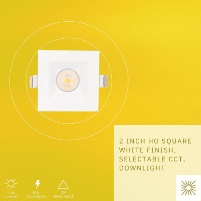P-6346 2 Inch Square White Wide Beam 14W 1100 Lumens 5CCT Recessed Light
