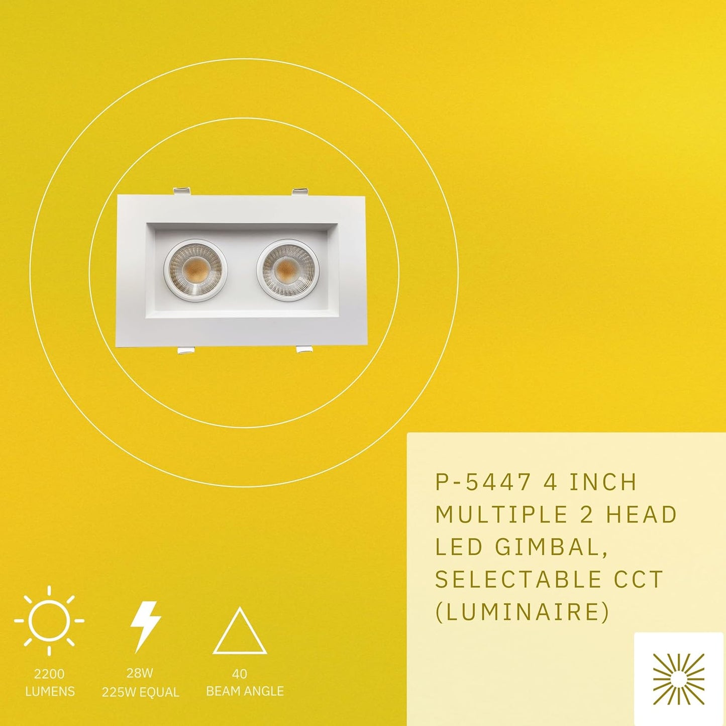 P-5447 4 Inch 2 Head White 28W 2200 Lumens 5CCT Gimbal Light