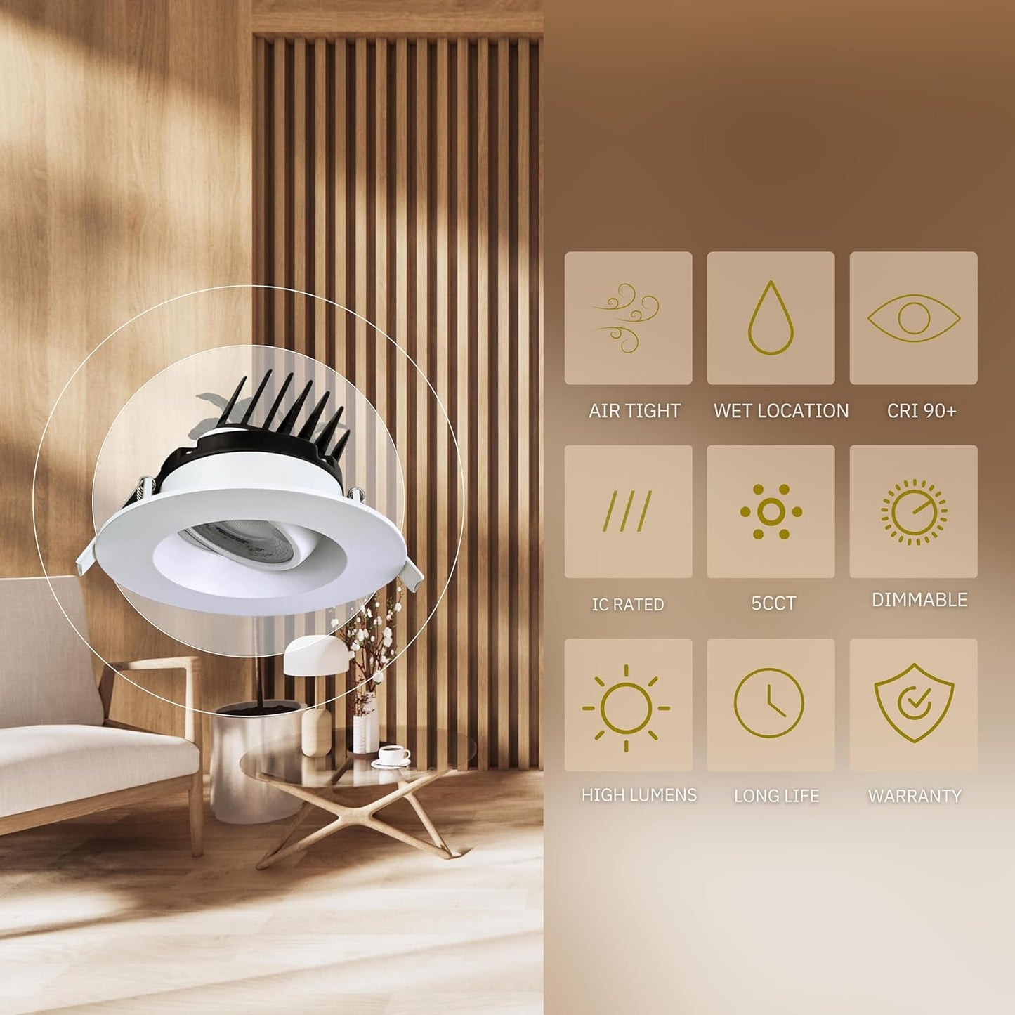 P-6392 3.5 Inch Regress Gimbal Round White 14W=125W, 1400 Lumens 5CCT Recessed Light