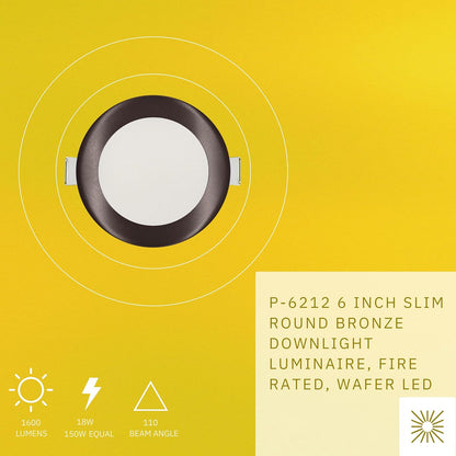 P-6212 6 Inch Round Bronze 18W 1600 Lumens 5CCT Slim Light