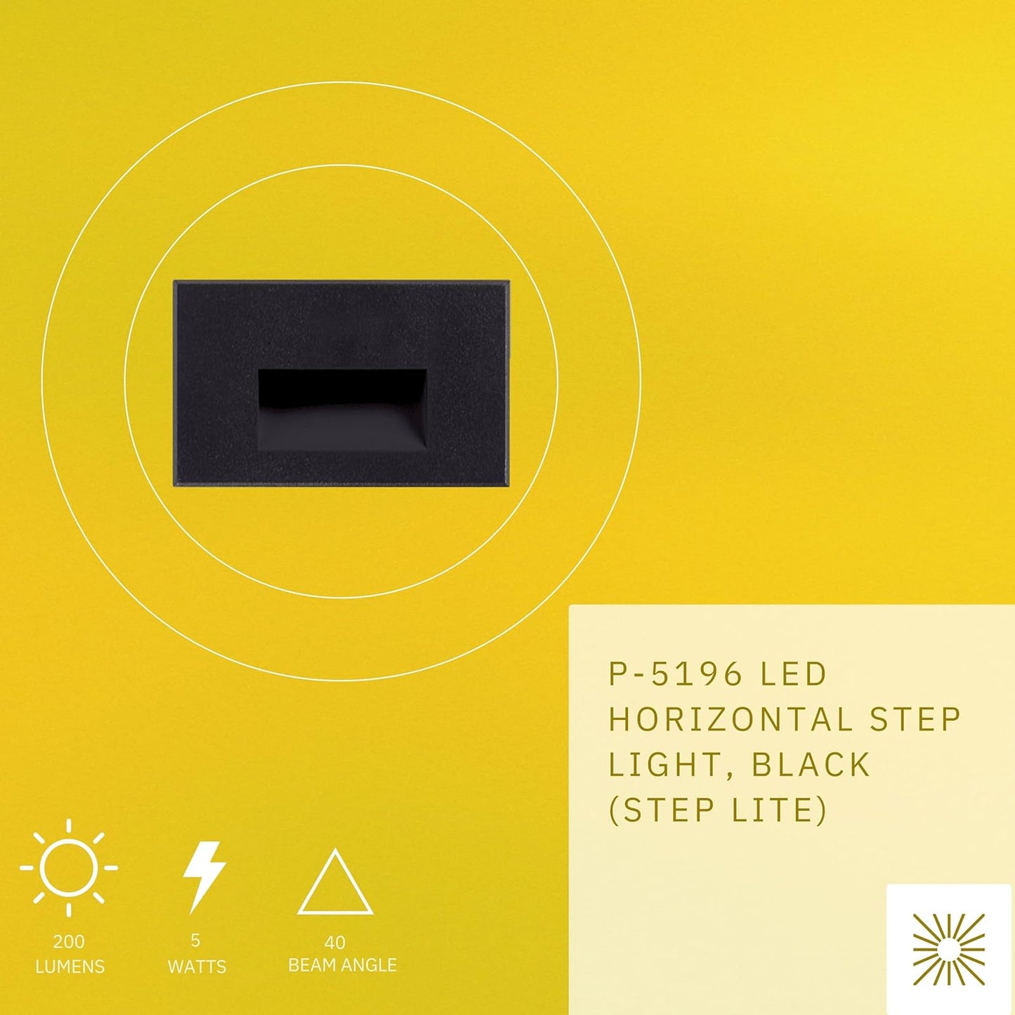 P-5196 Black 5W 200 Lumens Cool White 4100k Horizontal Step Lights