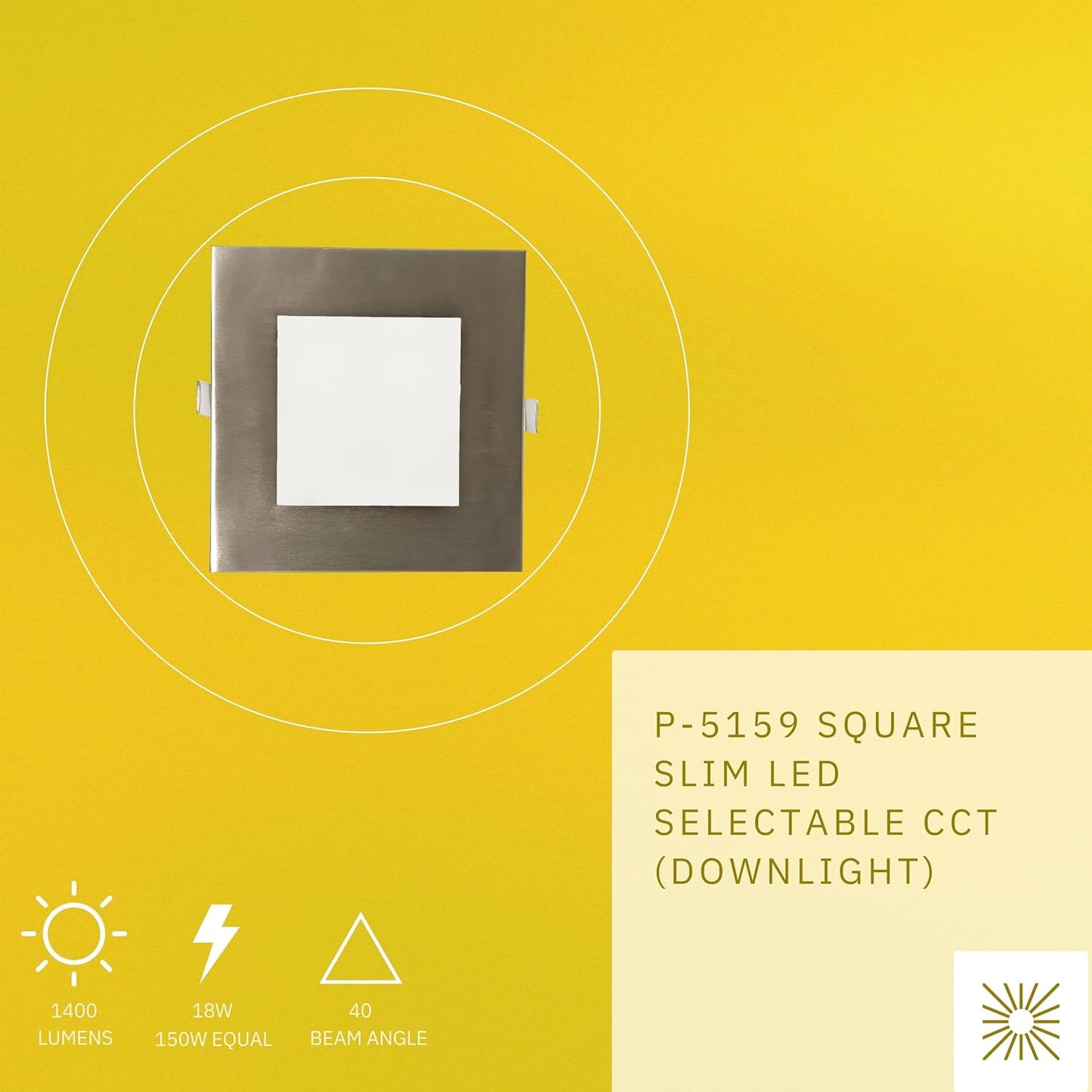 P-5159 6 Inch Square Brushed Nickel 18W 1400 Lumens 5CCT Slim Ultra-Thin light