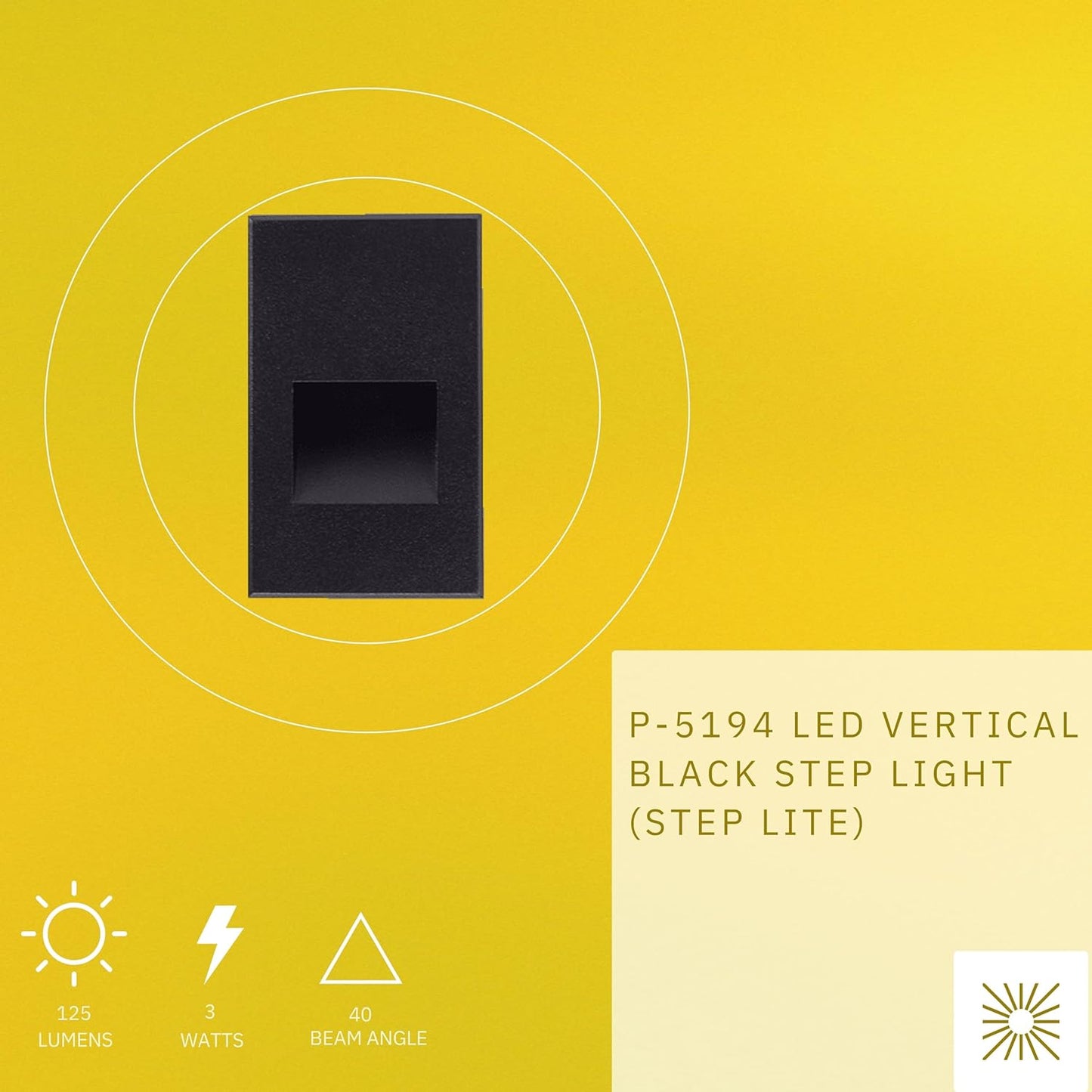 P-5194 Black 3W 125 Lumens Super White 5000k Vertical Step Lights