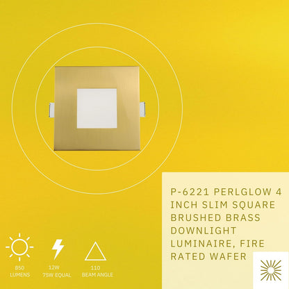 P-6221 4 Inch Square Brushed Brass 12W 850 Lumens 5CCT Slim Light