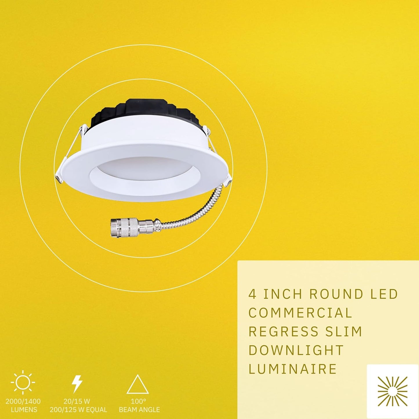 P-6402 4 Inch Slim Round White Finish 20W-15W=200W-125W, 2000-1400 Lumens 5CCT Recessed Light