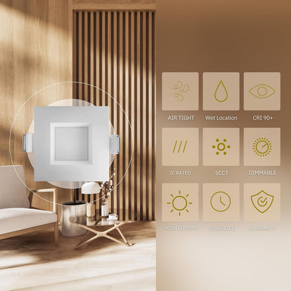 P-5481 2 Inch Square White 8W 500 Lumens 5CCT Slim Light