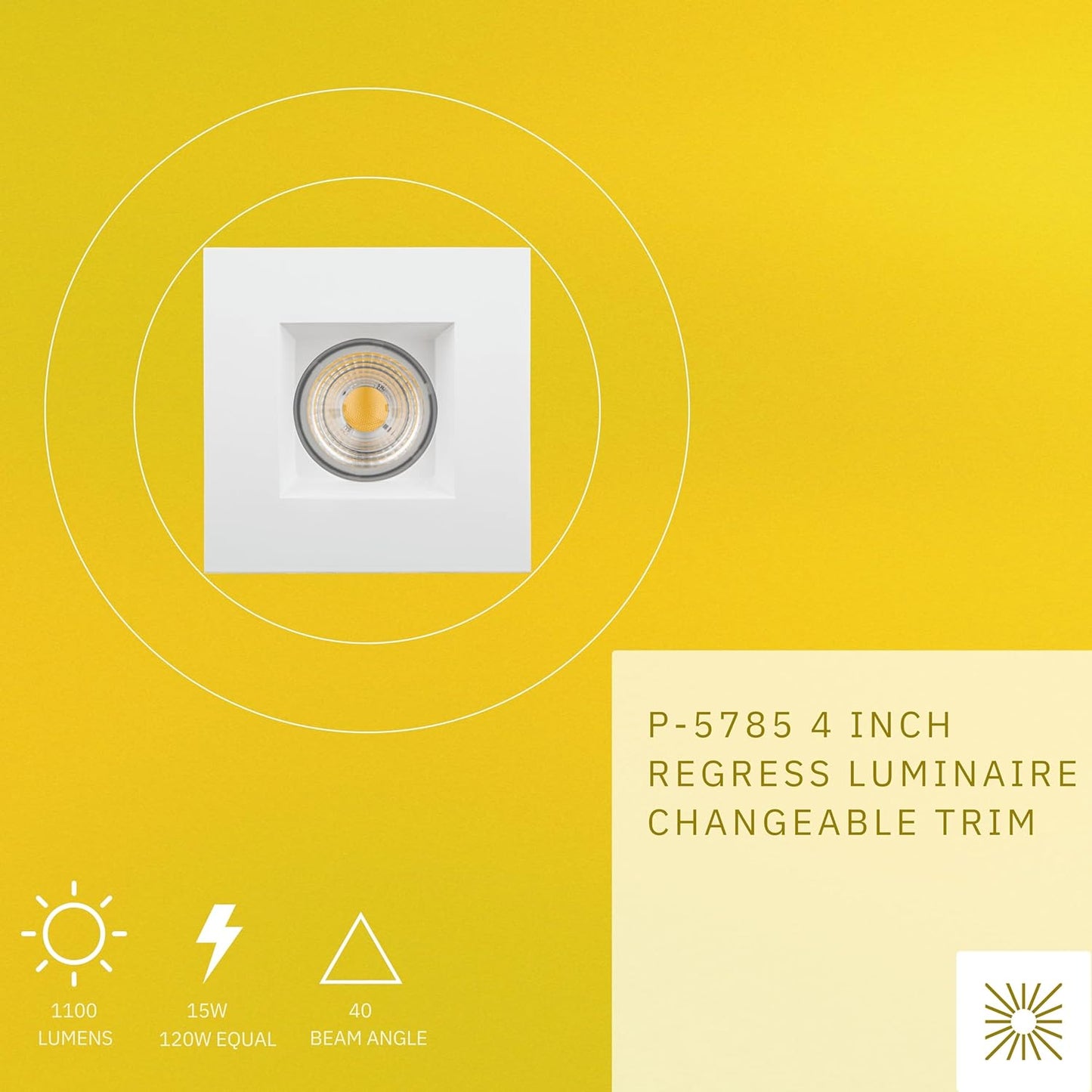 P-5785 4 Inch Square White Baffle 15W 1100 Lumen Neutral White 35k Recessed Light