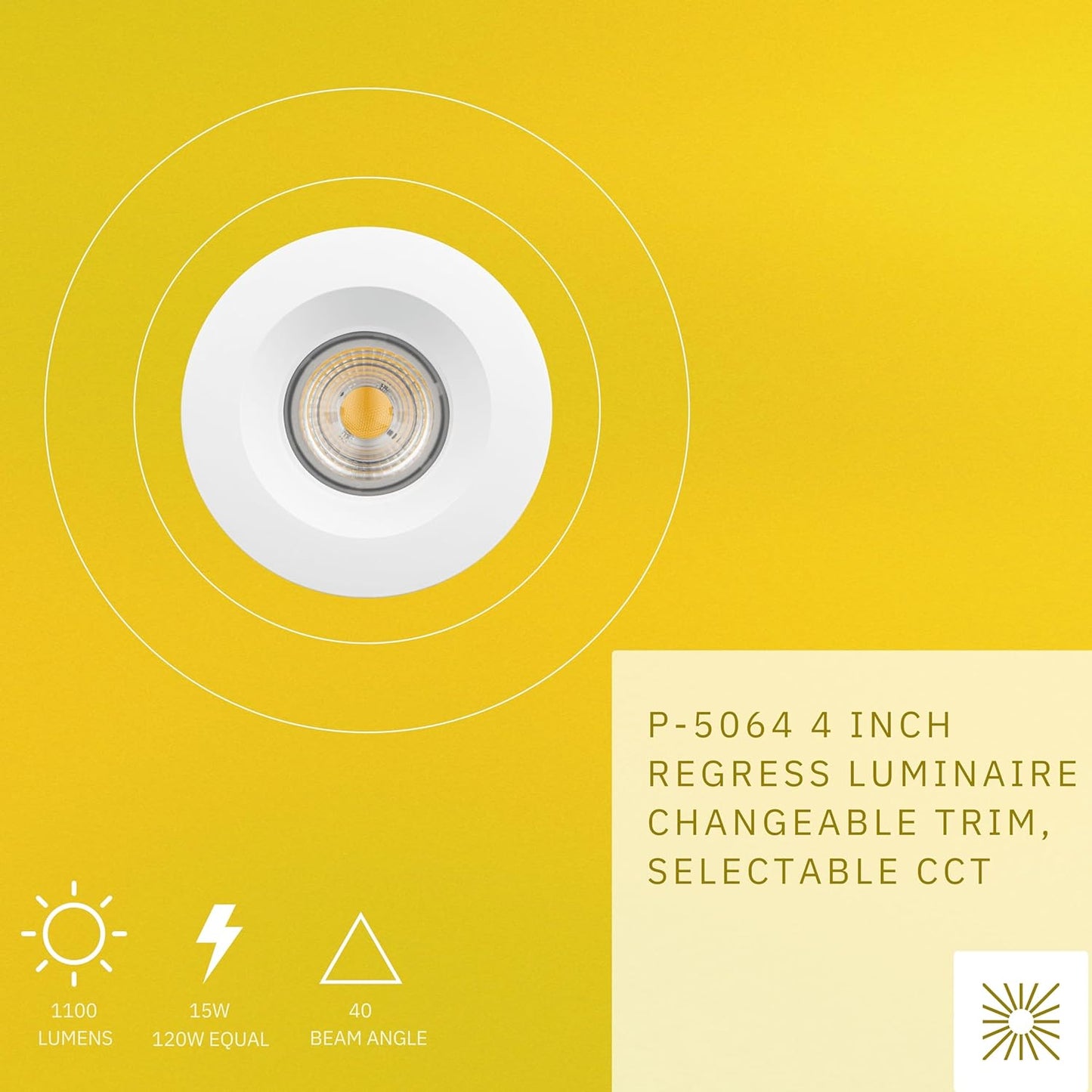 P-5064 4 Inch Round White Smooth 15W 1100 Lumens 5CCT Recessed Light