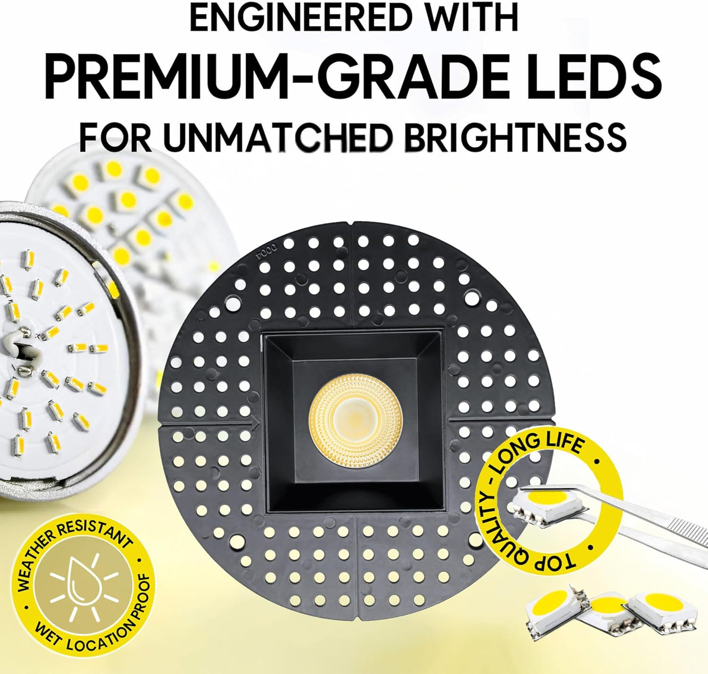 P-7109 3.5 inch Trimless Square Black 15-9W, 1400-900 Lumens 5CCT Recessed Light