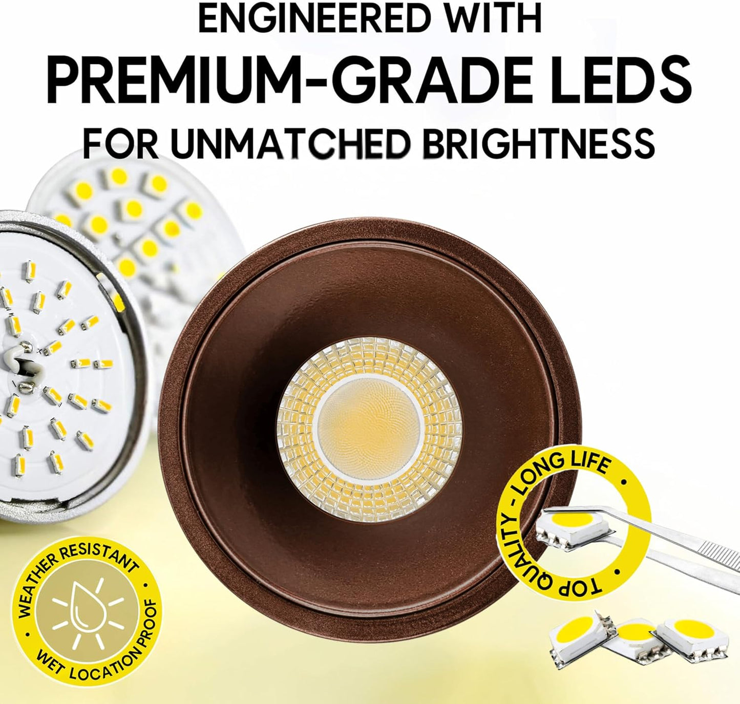 P-7081 3 Inch Millwork Trimless Round Bronze HO 15W, 1400 Lumens 5CCT Recessed Light